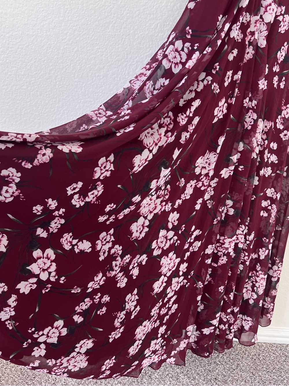 Mac Duggal Wine and Pink Floral Maxi Dress size 4 - Picture 11 of 13